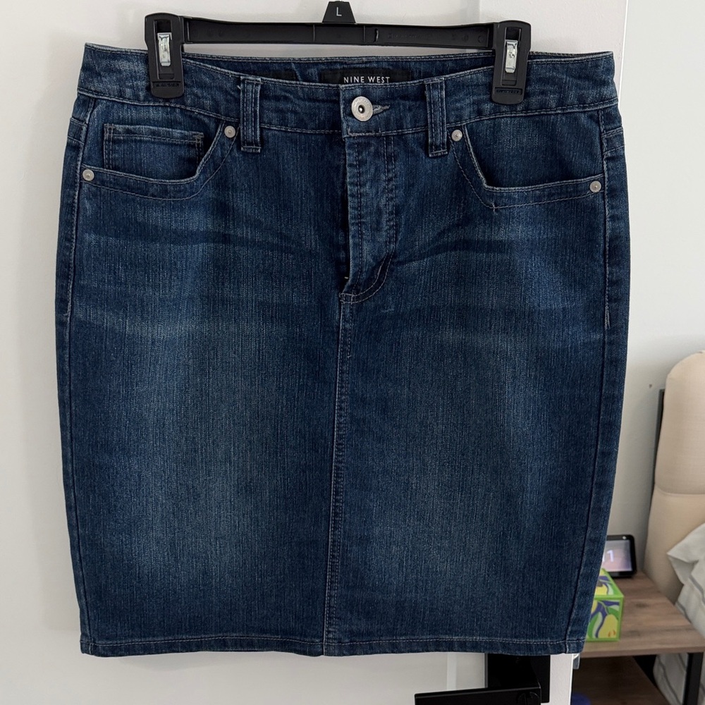 Nine West Dark Blue Denim Skirt